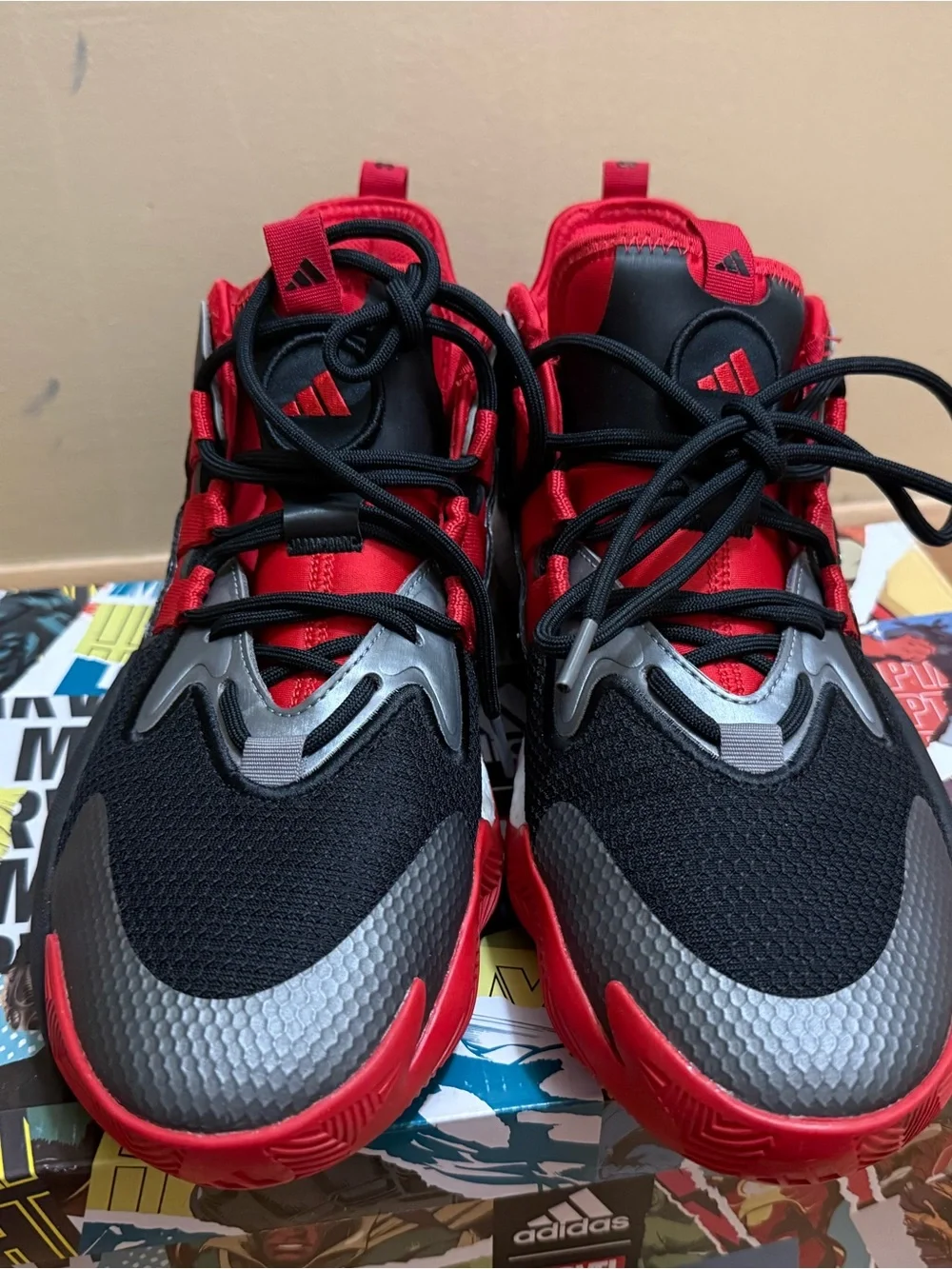 Adidas Black & Red Marvel Athletic Sneakers